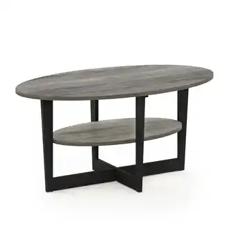 Walmart Furinno JAYA Oval Coffee Table, French Oak Grey/Black offer