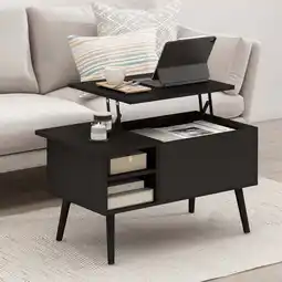 Walmart Furinno Jensen Lift Top Coffee Table With Wooden Leg, Americano offer