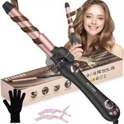 Walmart MESCOMB Auto Rotating Curling Wands, 1 inch, Pink, 250°- 450°F, for Waves, Beach Curls, Pink offer