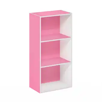 Walmart Furinno Luder 3-Tier Open Shelf Bookcase, Pink/White offer