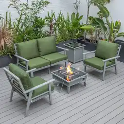 Walmart LeisureMod Walbrooke Aluminum Grey Patio Conversation Set Navy Blue offer