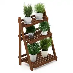 Walmart Furinno Tioman Hardwood 3-Tier Flower Rack in Teak Oil offer