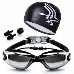 Walmart Aokelily Swimming Goggles Waterproof and Cap Set 4 in 1, UV 400 Protection Lenses Clear Anti-Fog offer