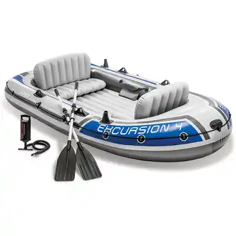 Walmart Intex Excursion 4 Person Inflatable Rafting and Fishing Boat Set with 2 Oars offer