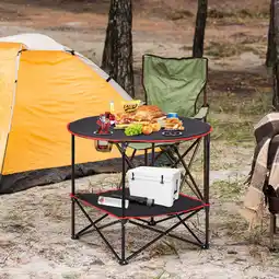 Walmart HomGarden 28 Round Portable Folding Picnic Table W/Cup Holders, Camping Beach Table offer