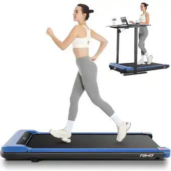 Walmart Funmily Walking Pad Compact Treadmil 2.5 HP 0.6–3.7mph Speed 265 lb Capacity Foldable Blue offer