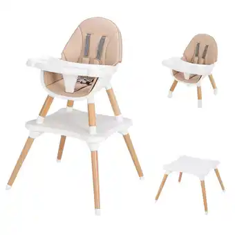 Walmart Ktaxon 5-in-1 Baby High Chair, Infant Wooden Convertible Chair with Seat Belt, Beige offer