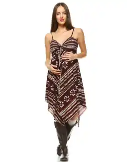 Walmart White Mark MTRBY931-MN-L Maternity Nettie Handkerchief Hem Dress, Maroon & Navy - Large offer