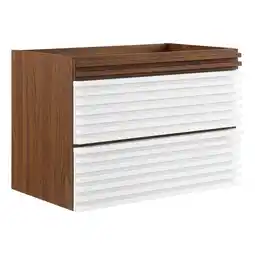 Walmart Modway Render 29 MDF Wood Wall-Mount Bathroom Vanity Cabinet in White/Walnut offer