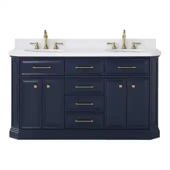 Walmart Water Creation Palace 60 Wood Double Bathroom Vanity in Blue/Gold offer