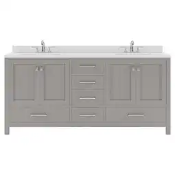 Walmart Caroline Avenue 72 Double Bath Vanity in Gray with White Quartz Top and Square Sinks offer