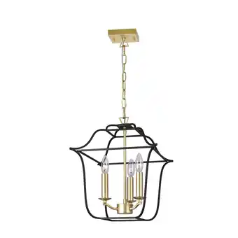 Walmart CWI Lighting Tudor 3 Light Contemporary Metal Pendant in Satin Gold/Black offer