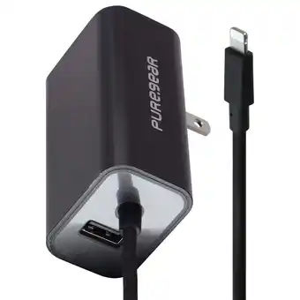 Walmart PureGear (24W) 8-Pin 5-Ft Wall Charger with Extra USB Port - Black offer