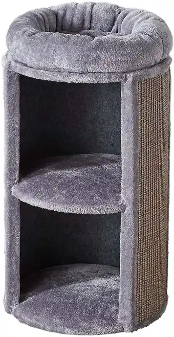 Walmart Two by Two Juniper Two-Level 25.5-inch Column Style Cat Condo, Bed and Scratch Pad offer