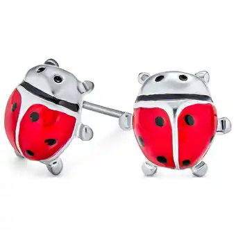 Walmart Bling Jewelry Womens Ladybird Lucky Summer Garden Insect Red Ladybug Stud Earrings, Silver or Gold offer