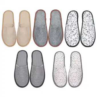 Walmart Qumonin 5 Pairs Closed Toe Cotton Slippers for Hotel & Spa Use offer