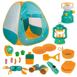 Walmart Qishi Durable Kids Camping Tent Set for Indoor and Outdoor Pretend Play, Green, 19 Piece offer