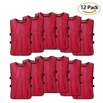 Walmart 12 Pack Jerseys Bibs Breathable Adults Football Scrimmage Training Vests for Volleyball Soccer offer