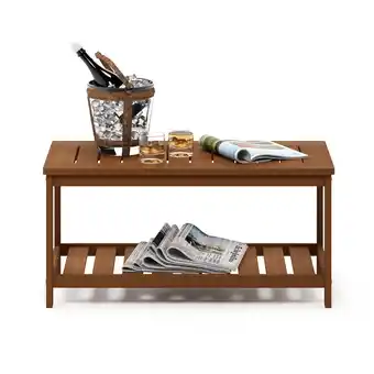 Walmart Furinno Tioman Hardwood Coffee Table with Shelf in Teak Oil offer