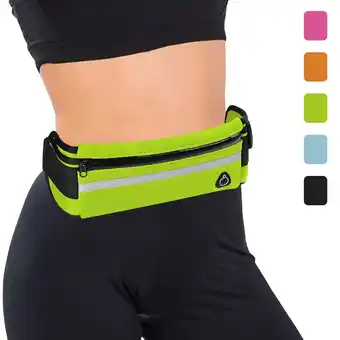 Walmart Biiend Unisex Lightweight 3 Spandex Lycra Running Belt with Headphone Port, Green offer