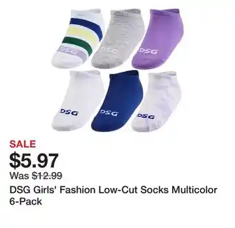 Dick's Sporting Goods DSG Girls' Fashion Low-Cut Socks Multicolor 6-Pack offer