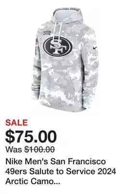 Dick's Sporting Goods Nike Men's San Francisco 49ers Salute to Service 2024 Arctic Camo Pullover Hoodie offer