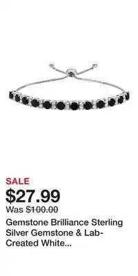 Kohl's Gemstone Brilliance Sterling Silver Gemstone & Lab-Created White Sapphire Adjustable Bracelet offer