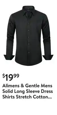 Walmart Alimens & Gentle Mens Solid Long Sleeve Dress Shirts Stretch Cotton Business Shirt offer