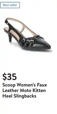 Walmart Scoop Women's Faux Leather Moto Kitten Heel Slingbacks offer