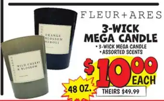 Ollie's fleur+ares 3-WICK MEGA CANDLE offer