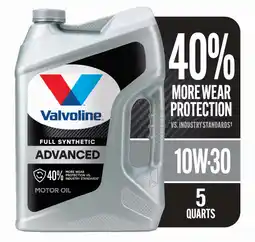 Walmart Valvoline Advanced Full Synthetic 10W-30 Motor Oil 5 QT offer