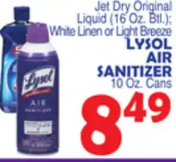 Bravo Supermarkets LYSOL AIR SANITIZER 10 Oz. Cans offer