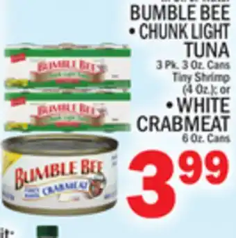 C Town BUMBLE BEE CHUNK LIGHT TUNA, 3 Pk. 3 Oz. Cans offer