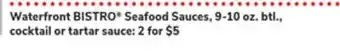 ACME Waterfront BISTRO Seafood Sauces offer