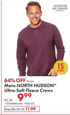 Boscov's Mens NORTH HUDSON Ultra-Soft Fleece Crews offer