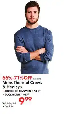 Boscov's Mens Thermal Crews & Henleys offer