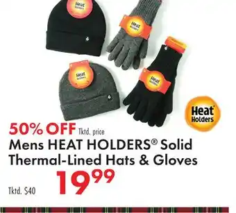 Boscov's Mens HEAT HOLDERS Solid Thermal-Lined Hats & Gloves offer