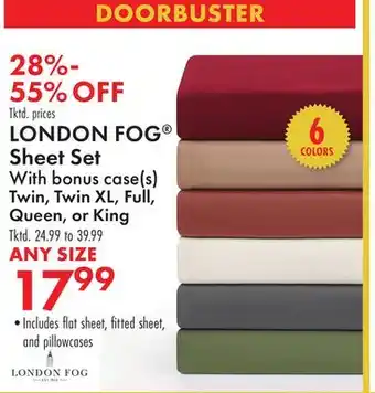 Boscov's LONDON FOG Sheet Set offer