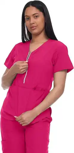 Walmart Lightweight Stretch Scrub Set with Zipper Top Elastic Waist Pants with 6 Pockets offer