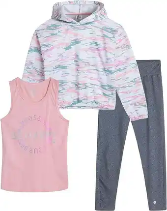 Walmart RBX Girls' Active Pants Set - 3 Piece Fleece Hoodie, Tank Top, and Leggings (Size: 7-12) offer