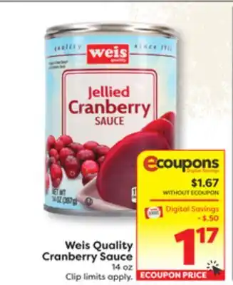 Weis Markets Weis Quality Cranberry Sauce offer