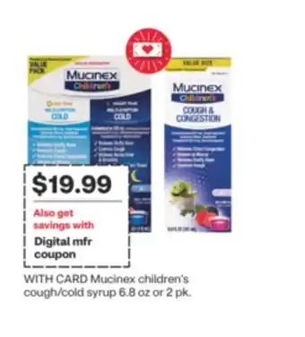 CVS Mucinex children's cough/cold syrup 6.8 oz or 2 pk offer