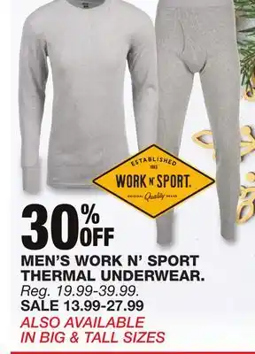 Blain's Farm & Fleet MEN'S WORK N' SPORT THERMAL UNDERWEAR offer