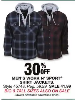 Blain's Farm & Fleet MEN'S WORK N' SPORT SHIRT JACKETS offer