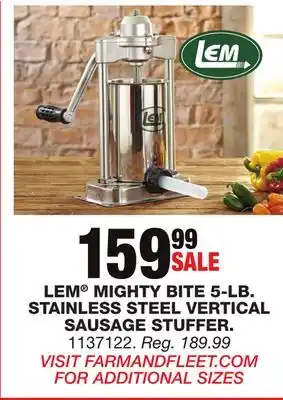 Blain's Farm & Fleet LEM MIGHTY BITE 5-LB. STAINLESS STEEL VERTICAL SAUSAGE STUFFER offer