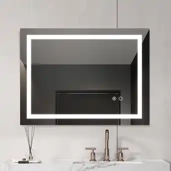 Walmart LED Lighted Bathroom Wall Mounted Mirror with High Lumen+Anti-Fog Separately Control+Dimmer Function offer