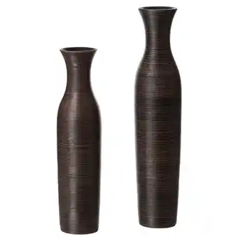 Walmart Tall Decorative Modern Ribbed Trumpet Design Floor Vase, Brown Set of 2 offer