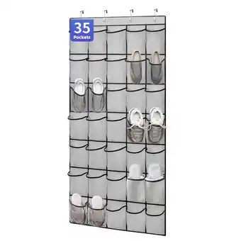 Walmart 35 Pockets Over The Door Shoe Organizer, Hanging Shoe Rack for Door Large Mesh Closet Shoe Holder offer