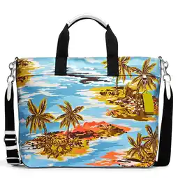 Walmart Coach Men's Canvas Top Zip Weekender Large Tote with Hawaiian Print (Blue Multi) offer