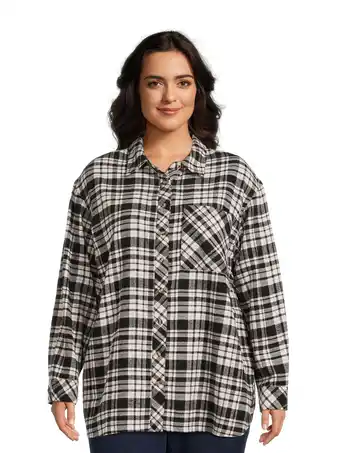 Walmart Terra & Sky Women's Plus Size Oversized Button Front Shirt offer